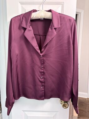 Old Navy Plum Button-Front Blouse